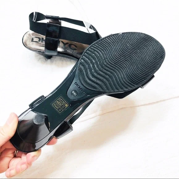 🔥 DKNYC Valentina black patent leather sandals sz9 - Picture 3 of 8